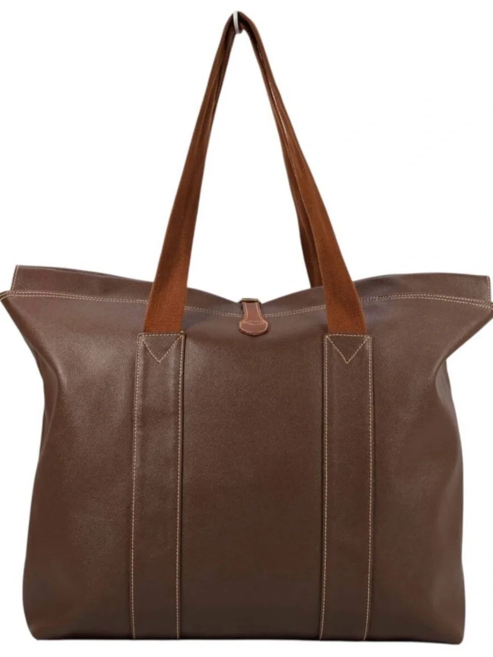 Vintage Trussardi Brown Leather Oversized Tote Bag Weekender Travel Carryall